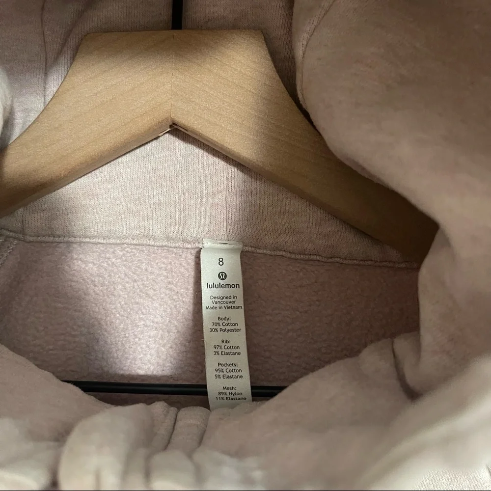 Lululemon Scuba Hoodie Light Cotton Fleece Full Zip Jacket Misty Pink 8 - Picture 8 of 14